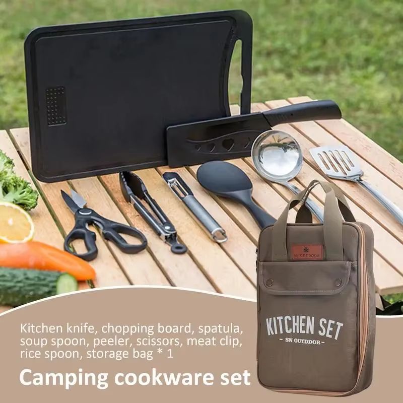 8pcs Camping Kitchen Cookware  - Camp Utensil Set review and price