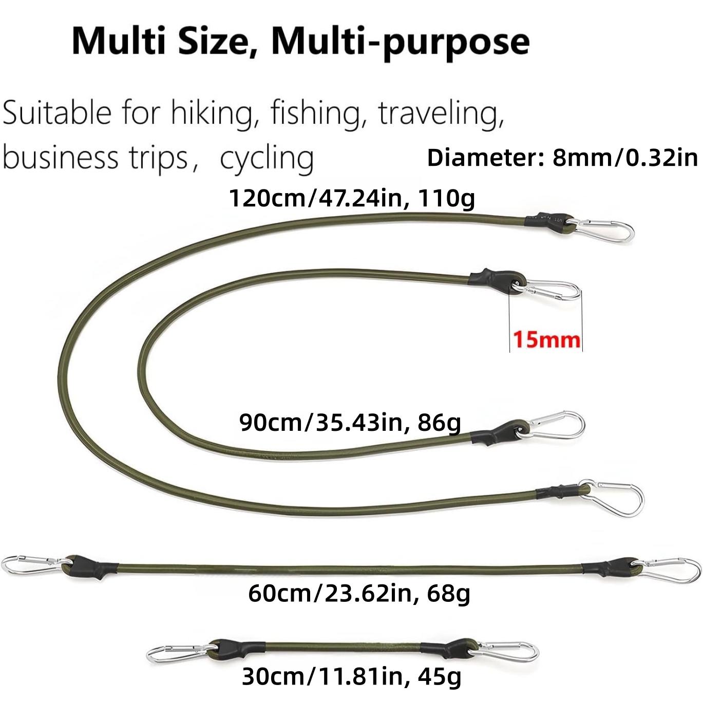 2Pcs Elastic Rope Aluminum Hoo - Outdoor Camping Extension Cord review and price