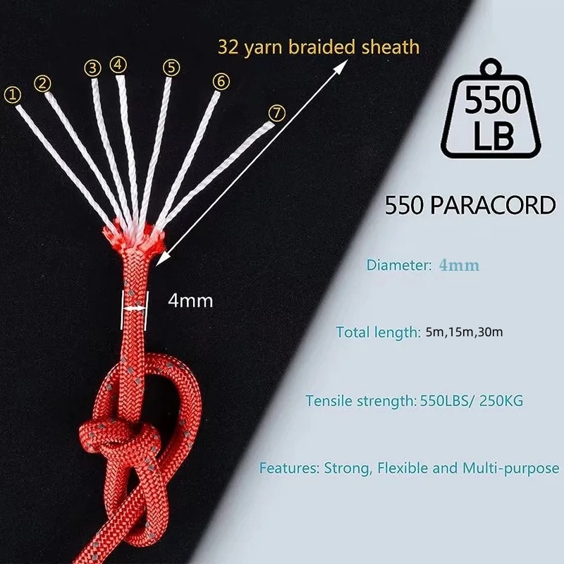 Reflective Paracord 550 Milita - Outdoor Camping Extension Cord review and price