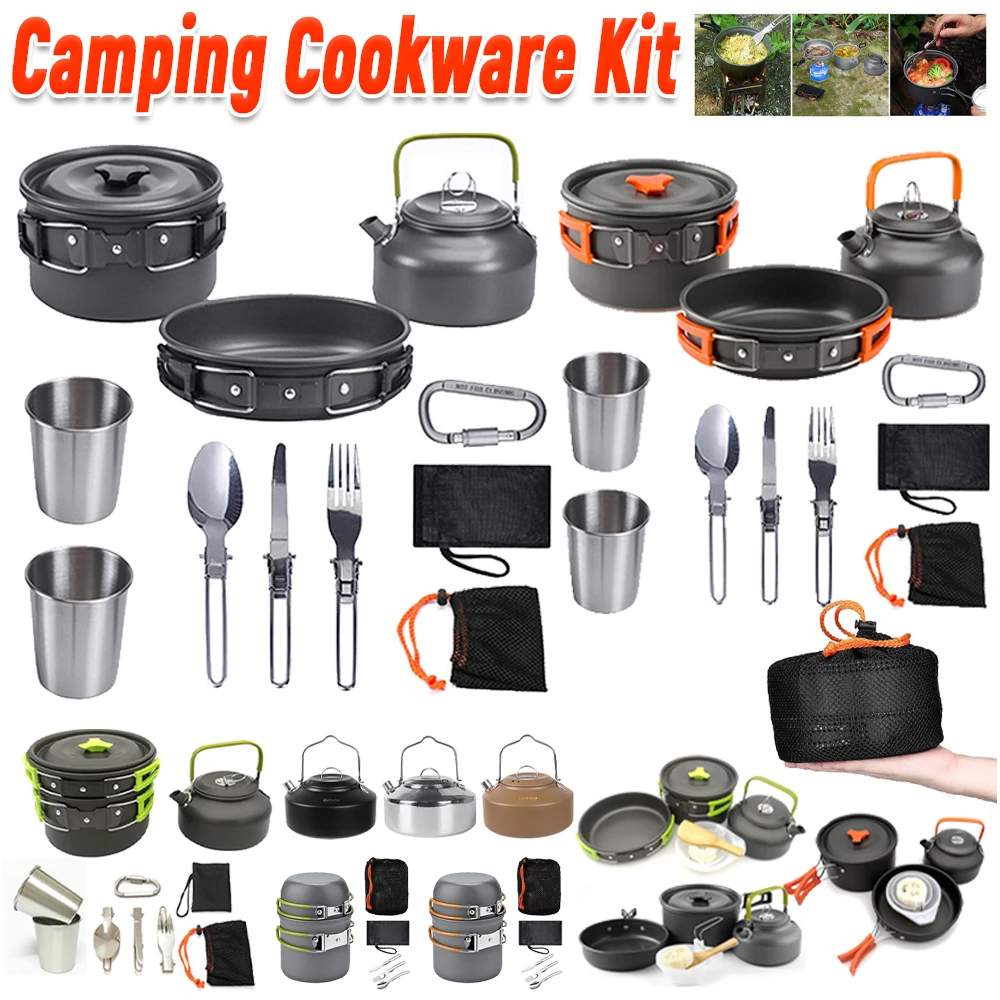Camping Cookware Kit Kettle Po - Camp Utensil Set review and price